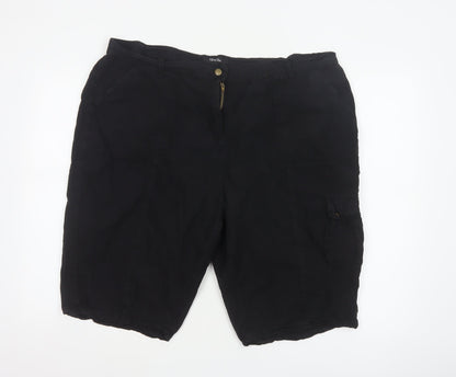 labelBe Women’s Black UK 22 Cotton Cargo Shorts Pockets
