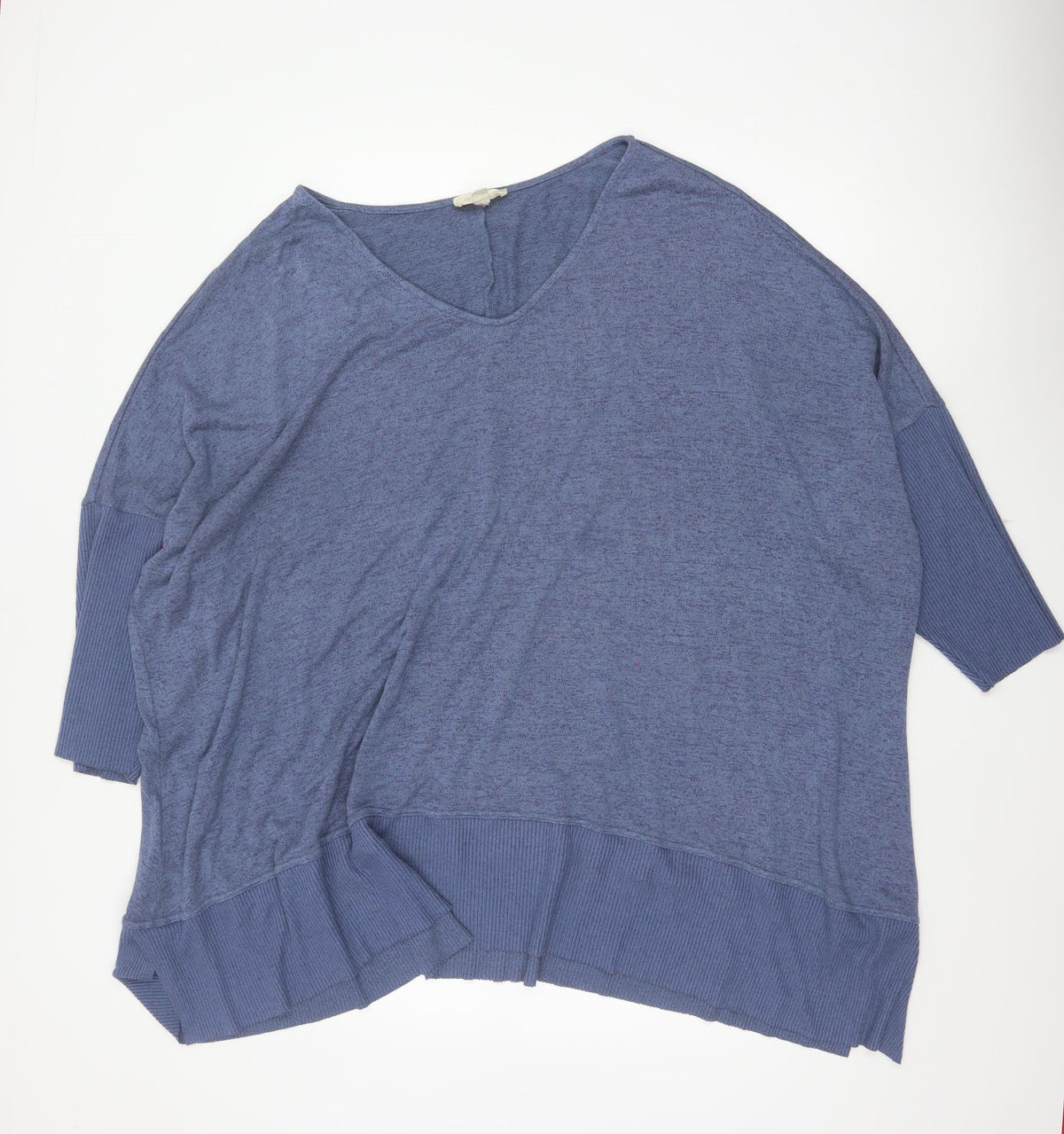 Aveology Women Blue Plus Size 34 Relaxed V-Neck Tunic Top