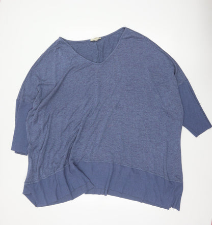 Aveology Women Blue Plus Size 34 Relaxed V-Neck Tunic Top