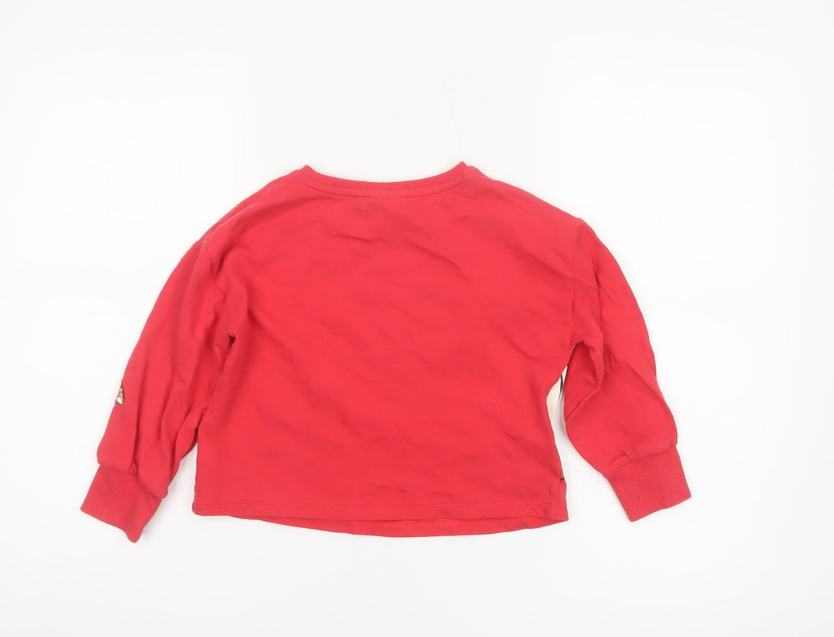 Close-up detail of Next girls’ red 5 years minnie mouse sequin long sleeve t-shirt