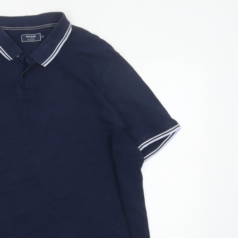 Maine Men’s Blue 2XL Classic Short Sleeve Contrast Trim Polo Shirt