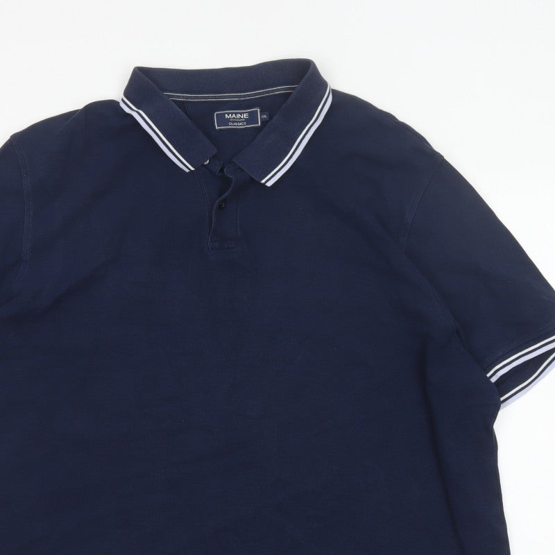 Maine Men’s Blue 2XL Classic Short Sleeve Contrast Trim Polo Shirt