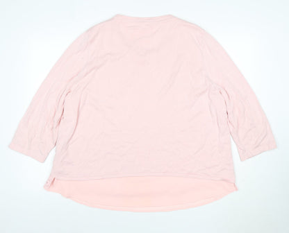 Together Women’s Pink UK 22 3/4 Sleeve Lace Hem Scoop Neck Jumper