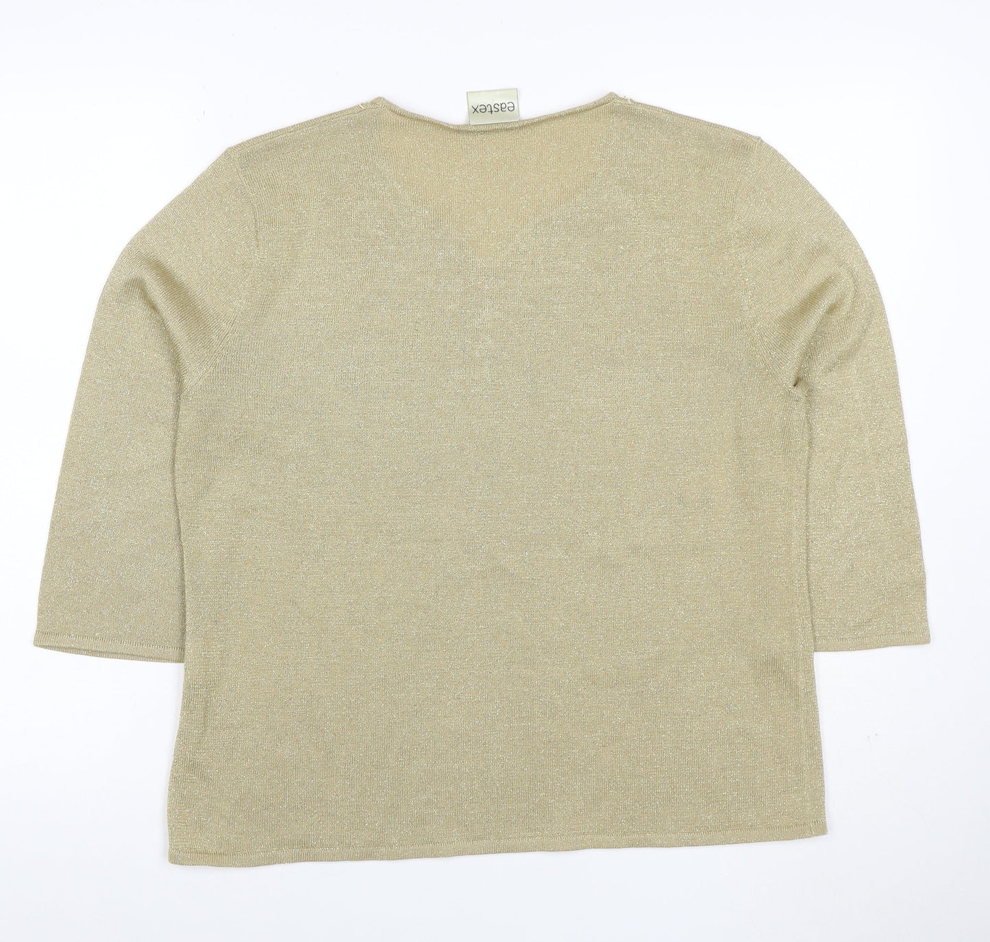 Eastex Women Gold Basic Embroidered V-Neck Knit Top UK 16/18