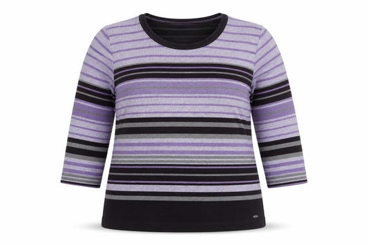 TIGI Women’s Purple Striped Knit Jumper Size 16 3/4 Sleeve