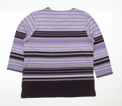 TIGI Women’s Purple Striped Knit Jumper Size 16 3/4 Sleeve