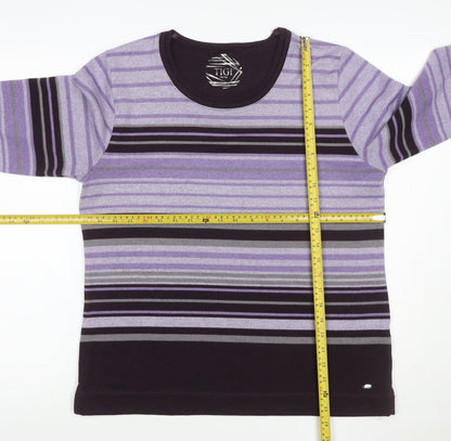 TIGI Women’s Purple Striped Knit Jumper Size 16 3/4 Sleeve