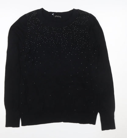 Express Women’s Black L Rhinestone Crew Neck Knit Jumper