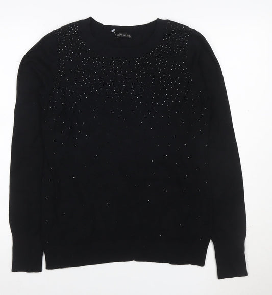 Express Women’s Black L Rhinestone Crew Neck Knit Jumper