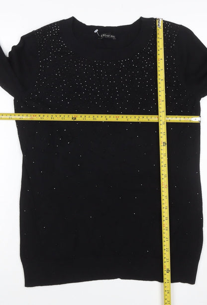 Express Women’s Black L Rhinestone Crew Neck Knit Jumper