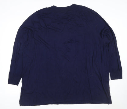 Evans Women’s Navy V-Neck Cotton Blend Knit Jumper UK 26
