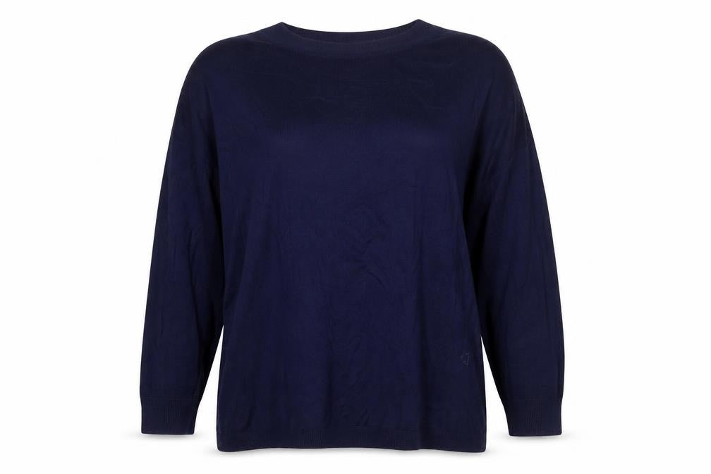 Evans Women’s Navy V-Neck Cotton Blend Knit Jumper UK 26