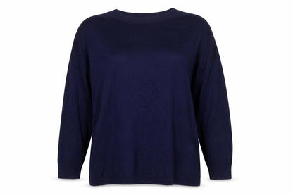 Evans Women’s Navy V-Neck Cotton Blend Knit Jumper UK 26