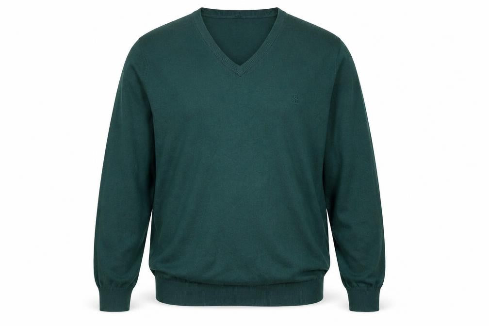 IZOD Men’s Green XL V-Neck Cotton Knit Pullover Jumper Logo