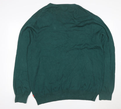 IZOD Men’s Green XL V-Neck Cotton Knit Pullover Jumper Logo