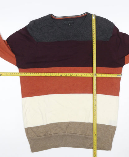 Volcom Men's Multicoloured S Colour Block V-Neck Knit Pullover Jumper