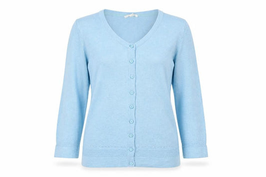 White Stuff Women Blue UK 12 Cotton Knit Button Cardigan