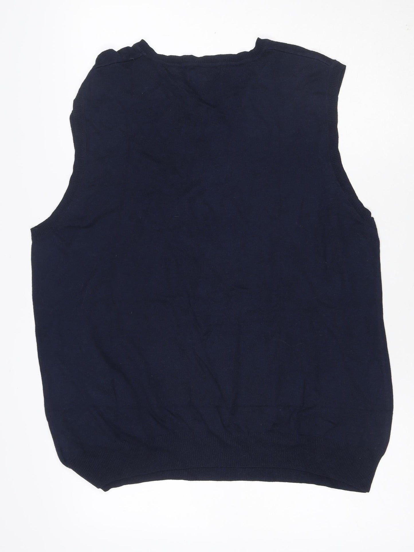 Croft & Barrow Men's Navy Argyle V-Neck Knit Vest Size L Rayon Blend