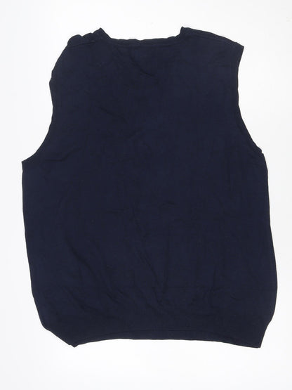Croft & Barrow Men's Navy Argyle V-Neck Knit Vest Size L Rayon Blend