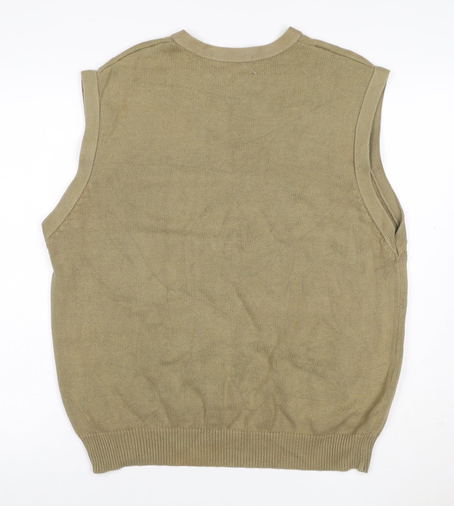 Basic Equipment Men’s Beige Cotton V-Neck Knit Sleeveless Jumper Vest L