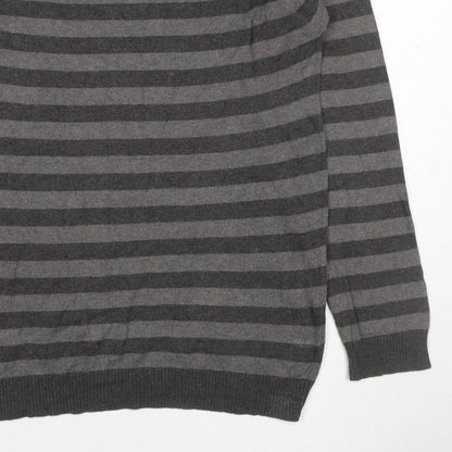 Burton Men’s Grey Striped Crew Neck Knit Jumper Size M