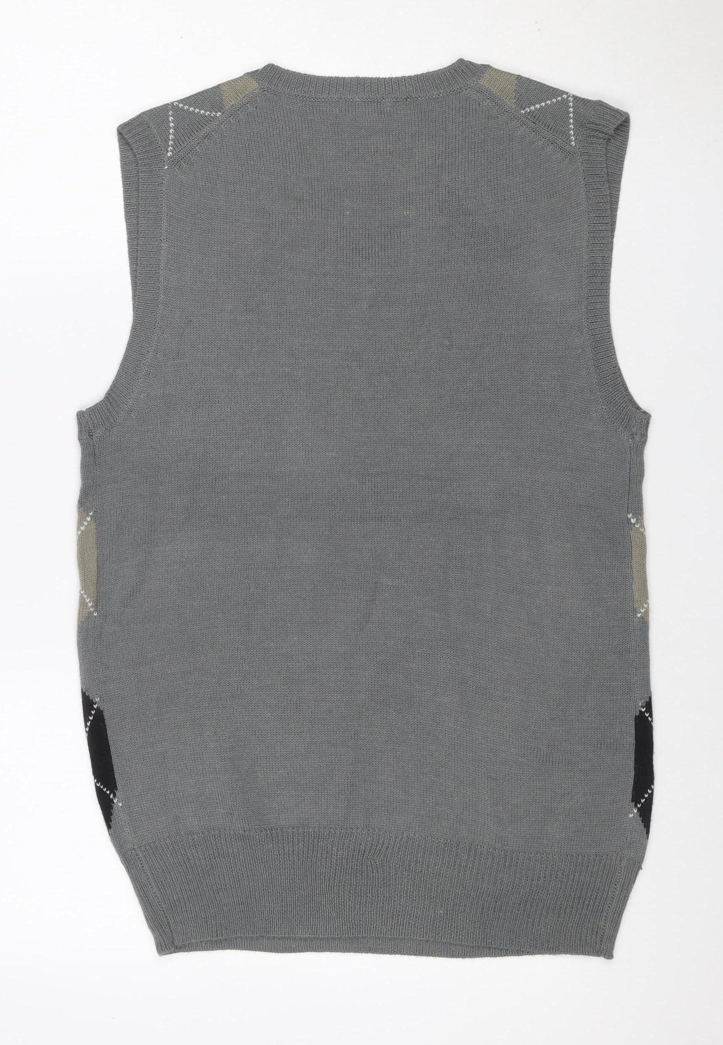 Nass Men Grey XL Argyle V-Neck Knit Sweater Vest Wool Blend