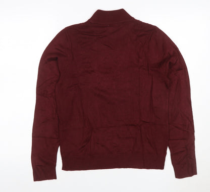 Tradition Women’s Burgundy UK 8 Roll Neck Argyle Beaded Jumper