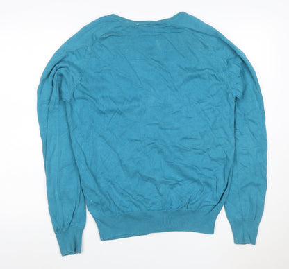 Burton Women Blue M V-Neck Button Knit Cardigan Long Sleeve