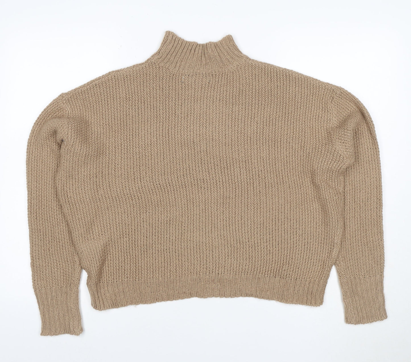 Threadbare Women’s Beige Size 10 Chunky Knit High Neck Jumper