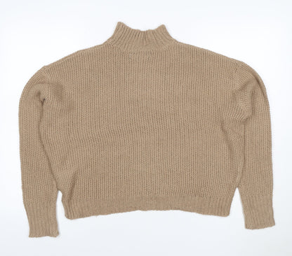 Threadbare Women’s Beige Size 10 Chunky Knit High Neck Jumper
