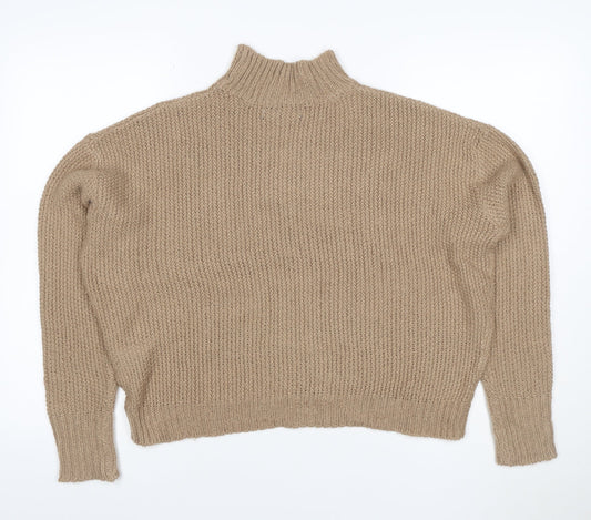 Threadbare Women’s Beige Size 10 Chunky Knit High Neck Jumper