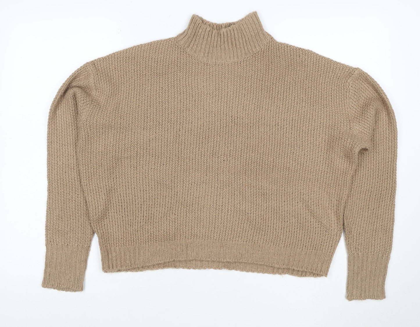 Threadbare Women’s Beige Size 10 Chunky Knit High Neck Jumper