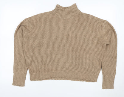 Threadbare Women’s Beige Size 10 Chunky Knit High Neck Jumper