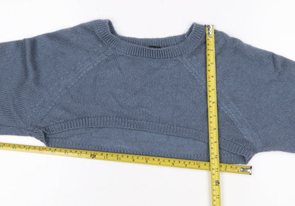 Yours Women Blue Crop Jumper UK 14-16 Acrylic Knit Crew Neck