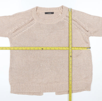 Dunnes Women Beige S Knit Raglan 3/4 Sleeve Round Neck Jumper