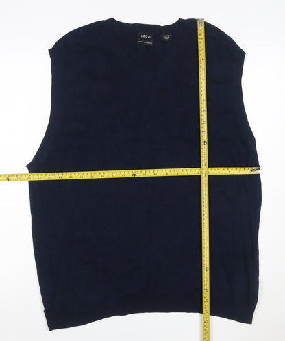 IZOD Mens Blue L Mercerised Cotton V-Neck Sleeveless Knit Vest
