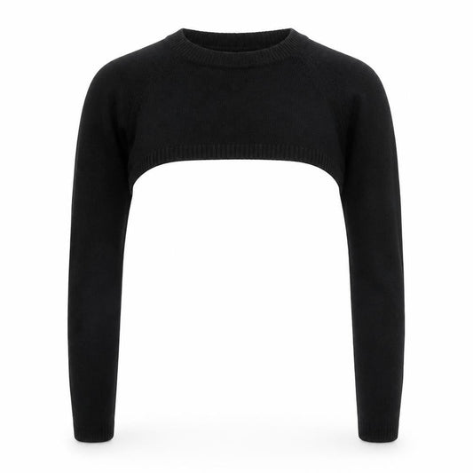 Yours Women Black UK 18-20 Cropped Shrug Crew Neck Knit Jumper