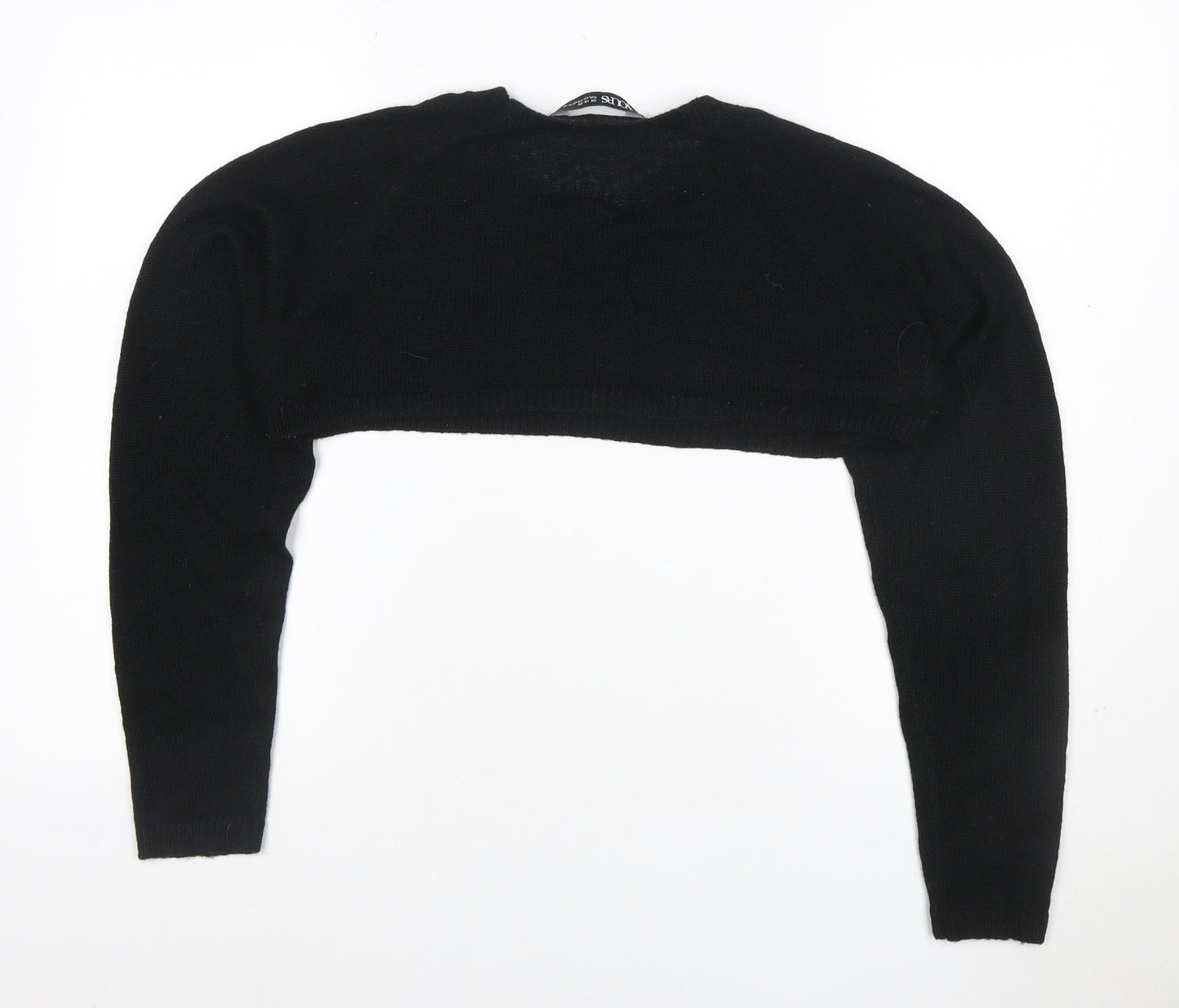 Yours Women Black UK 18-20 Cropped Shrug Crew Neck Knit Jumper