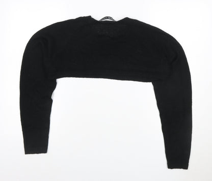 Yours Women Black UK 18-20 Cropped Shrug Crew Neck Knit Jumper
