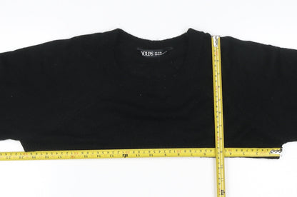 Yours Women Black UK 18-20 Cropped Shrug Crew Neck Knit Jumper