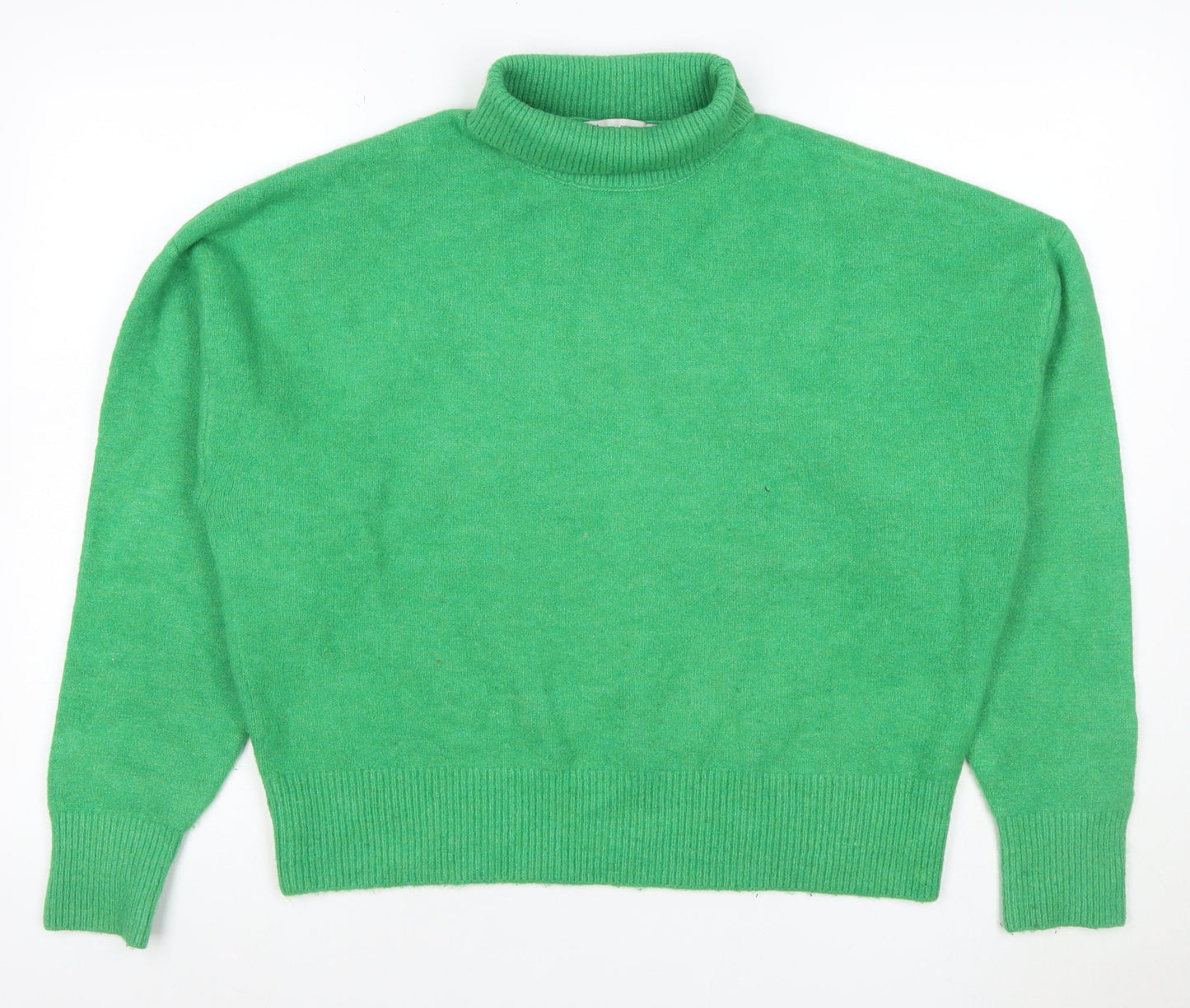 Zara Women Green M Roll Neck Long Sleeve Knit Pullover Jumper