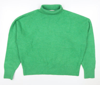 Zara Women Green M Roll Neck Long Sleeve Knit Pullover Jumper
