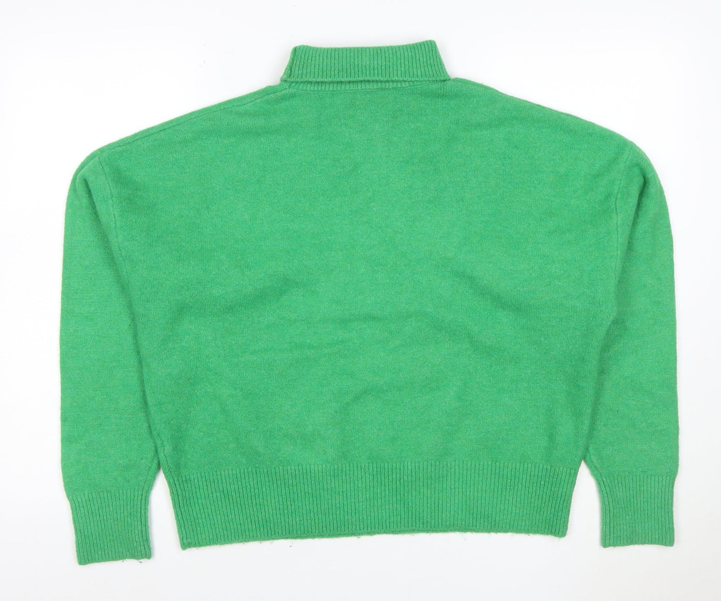 Zara Women Green M Roll Neck Long Sleeve Knit Pullover Jumper