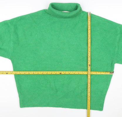 Zara Women Green M Roll Neck Long Sleeve Knit Pullover Jumper