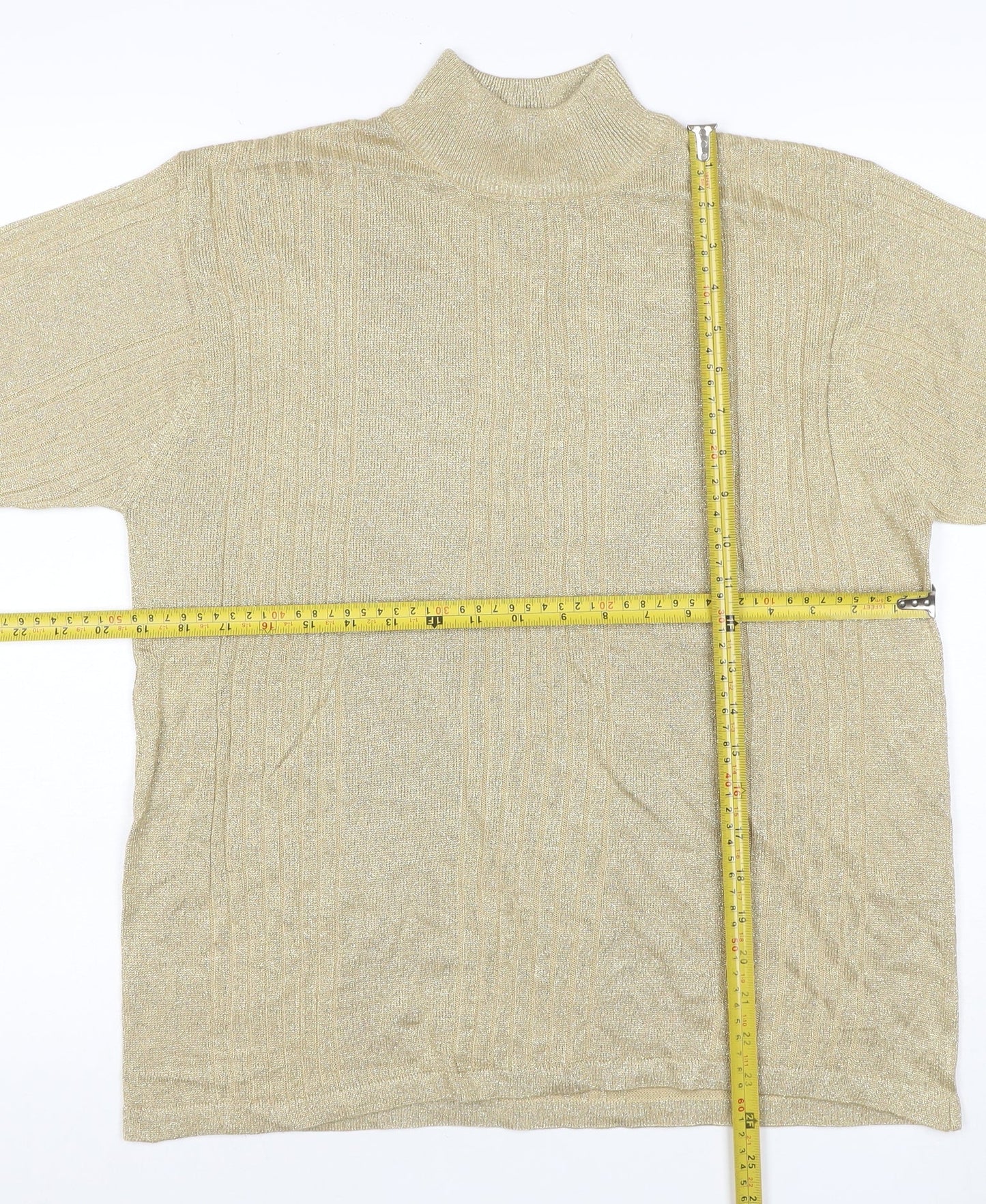 Distinctive New York Women’s Gold Silk Blend Mock Neck Knit Top L