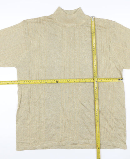 Distinctive New York Women’s Gold Silk Blend Mock Neck Knit Top L