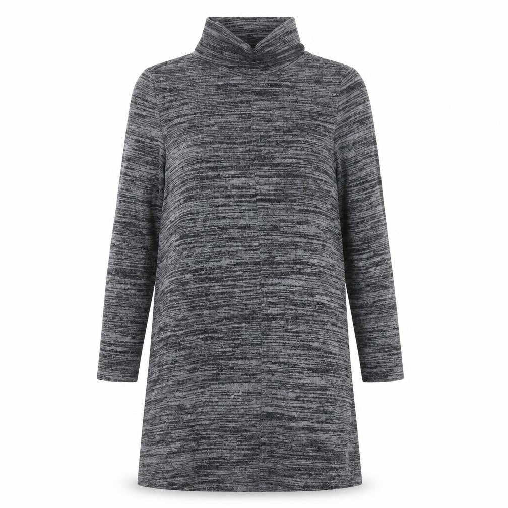 Marks & Spencer Women Grey Marl Size 10 Jumper Dress Roll Neck Stretch
