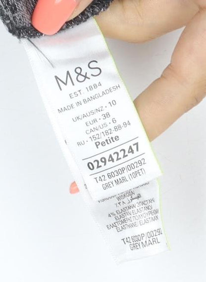 Marks and Spencer Women Grey Marl Size 10 Jumper Dress Roll Neck Stretch