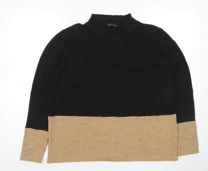 M&S Women’s Black Beige Colour Block Roll Neck Jumper Size 16