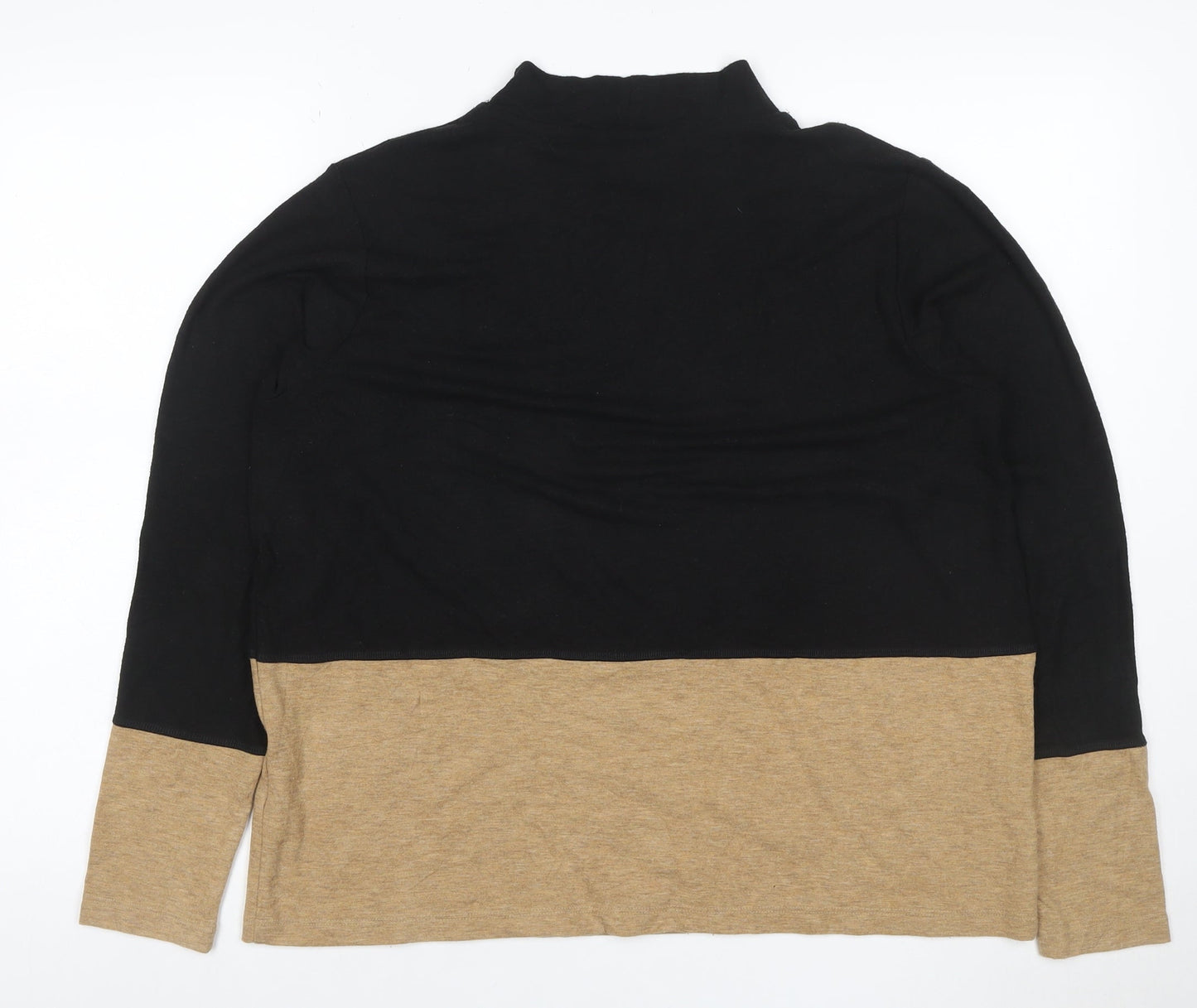 M&S Women’s Black Beige Colour Block Roll Neck Jumper Size 16